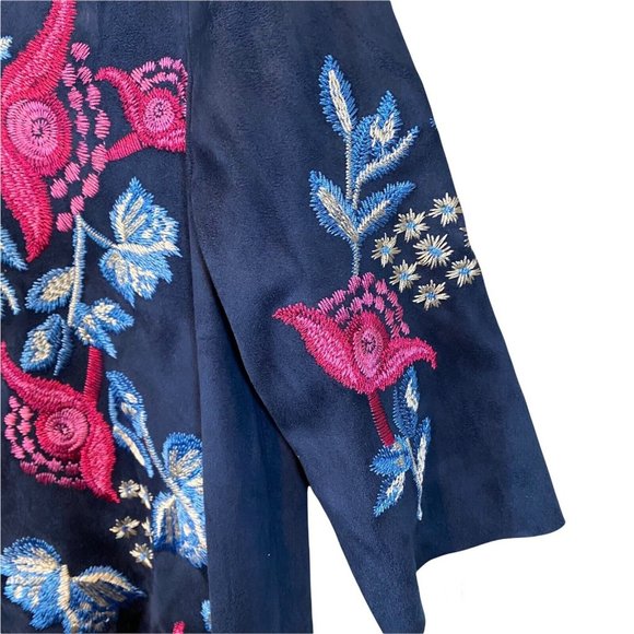 ZARA FLORA Embroidered SUEDE Effect top blouse Sz S BOHO ART2WEAR stunning cond. - Picture 4 of 14